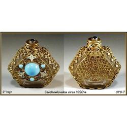 CZECH ART DECO FILIGREE PURSE PERFUME BOTTLE #1689944