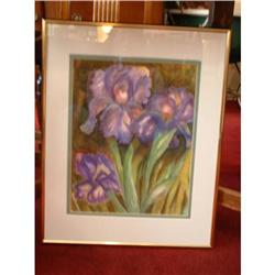 Original Watercolor /Purple Irises, Framed #1690242