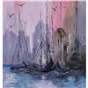 Image 1 : ORIG OIL PAINTING SAILBOATS IN HARBOR #1690290