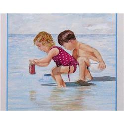 ORIG. WATERCOLOR PAINTING OF TWO CHILDREN IN #1690292