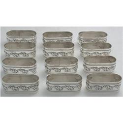 925K STERLING SILVER Napkin Ring Set 12pc. #1690370
