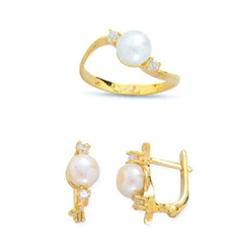 14K Gold Ring and Earrings Set #1690392