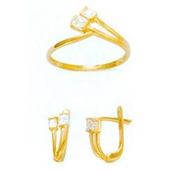 14K Gold Ring and Earrings Set #1690817