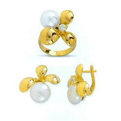 14K Gold Ring and Earrings Set #1690924