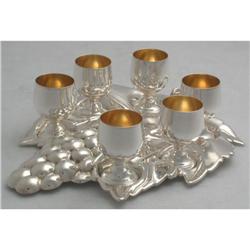 925K Sterling Silver Liqueur Stand with 6 Cups #1691161