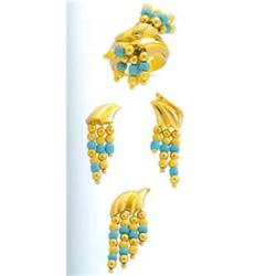 14K Gold Artisan Ring , Earrings and Pendant #1691192