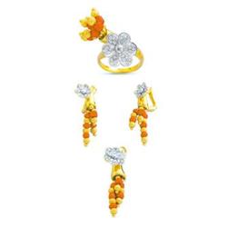 14K Gold Artisan Ring , Earrings and Pendant #1691194