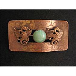 Antique Sash Pin Brooch Brass With Dragon #1691198