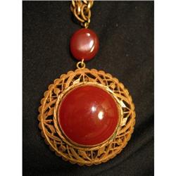 Antique Huge Filigree Brass Necklace Stunning #1691203