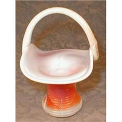 SLAG Glass BASKET Orange CARAMEL -Vintage- #1691248