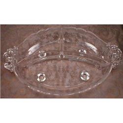Cambridge ROSE Point 3 PART Oval DISH Footed #1691306