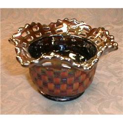 Fenton CARNIVAL BasketWEAVE Bowl AMETHYST #1691307