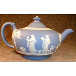 WEDGwood JASPERWARE Teapot - ANTIQUE - Blue  #1691410