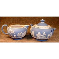 WEDGwood JASPERWARE Creamer and Sugar - ANTIQUE#1691462