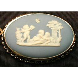 WEDGWOOD JasperWARE Brooch - STERLING - Antique#1691486