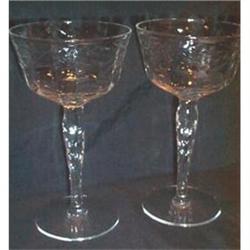 Eight Cut Glass Cornflower Optic Wine Goblets #1691493