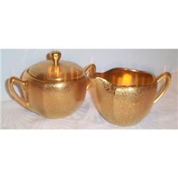 All Over Gold Wheeling Etched Cream and Sugar #1691501