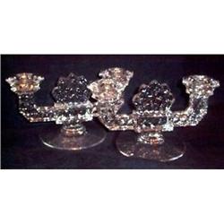 Fostoria American Pair Two Lite Candle Holders #1691508