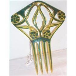 Green and Amber Color Vintage Hair Comb #1691511
