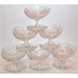 Six Crystal Etched Footed Glass Open Salts #1691579