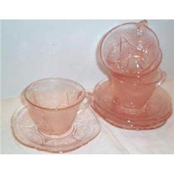 Four Pink Royal Lace Cups and Saucers #1691586