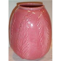 Pink Fern Decorated California Pottery Vase #1691593