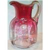 Image 1 : Cranberry Pitcher with Enameled Flowers #1691621