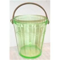 Green Leaf Etched Depression Glass Ice Bucket #1691686