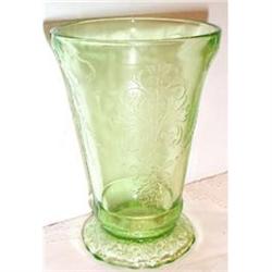 Four Green Bowknot Depression Glass Tumblers #1691692