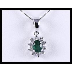 Elegant 18K White Gold Emerald and Diamond #1691749