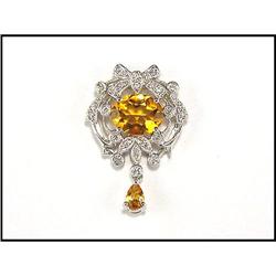 Elegant 14K White Gold Citrine and Diamond #1691751
