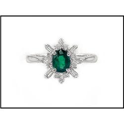 18K WHITE GOLD EMERALD DIAMOND RING(was $800) #1691775