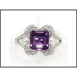 BRILLIANT AMETHYST DIAMOND RING OF 18K W.G.(was#1691785