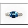 Image 1 : 18K WHITE GOLD BLUE TOPAZ DIAMOND RING(was #1691791