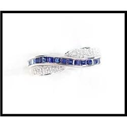 18K White Gold Sapphire Diamond Ring(was $450) #1691793