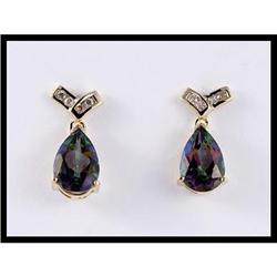 14K YELLOW GOLD TOPAZ AND DIAMOND DANGLING #1691810