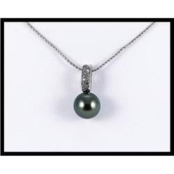 Black Pearl 14K White Gold Pendant #1691811