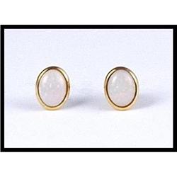 SIMPLE 18K YELLOW GOLD OPAL STUDS #1691813