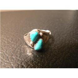 Beautiful Two Stone Turquoise Silver Ring #1691815