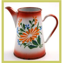 French Kitchenware Pitcher Painted Flowers #1692110