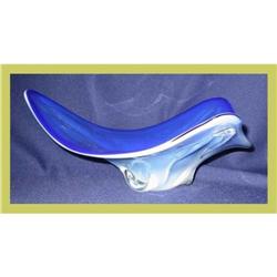 Italian Art Glass Bowl Crystal Large Blue #1692138