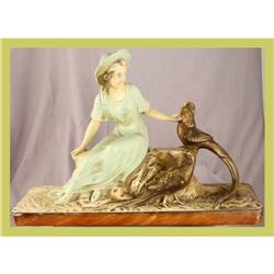 French Art Deco Sculpture Lady Pheasant Bird #1692149