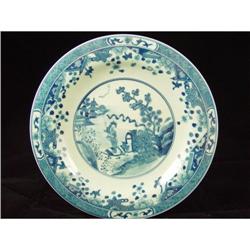 Blue/White plate. Asian village. 19th Century. #1692274