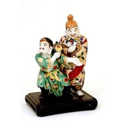 Old Japanese Kutani 2 Dancing Figurine Diakoku #1692343