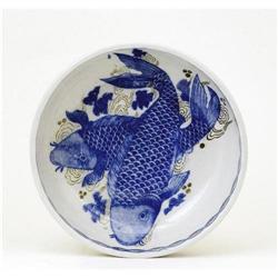 Old Japanese Imari 2 Koi Fish Bowl #1692353