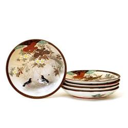 5 Old Japanese Kutani Bird Dish #1692366