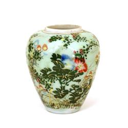 Old Japanese Celadon Imari Relief Flower Tea #1692367