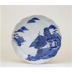 Old Japanese Blue & White Imari Plate Farm #1692368