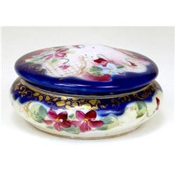 Old Japanese Nippon Cobalt Blue Powder Box Mk #1692404