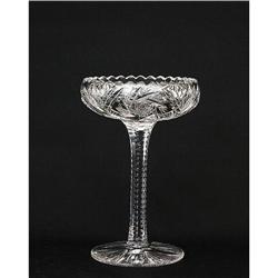 Old Brilliant Cut Glass Tall Compote Tazza #1692407